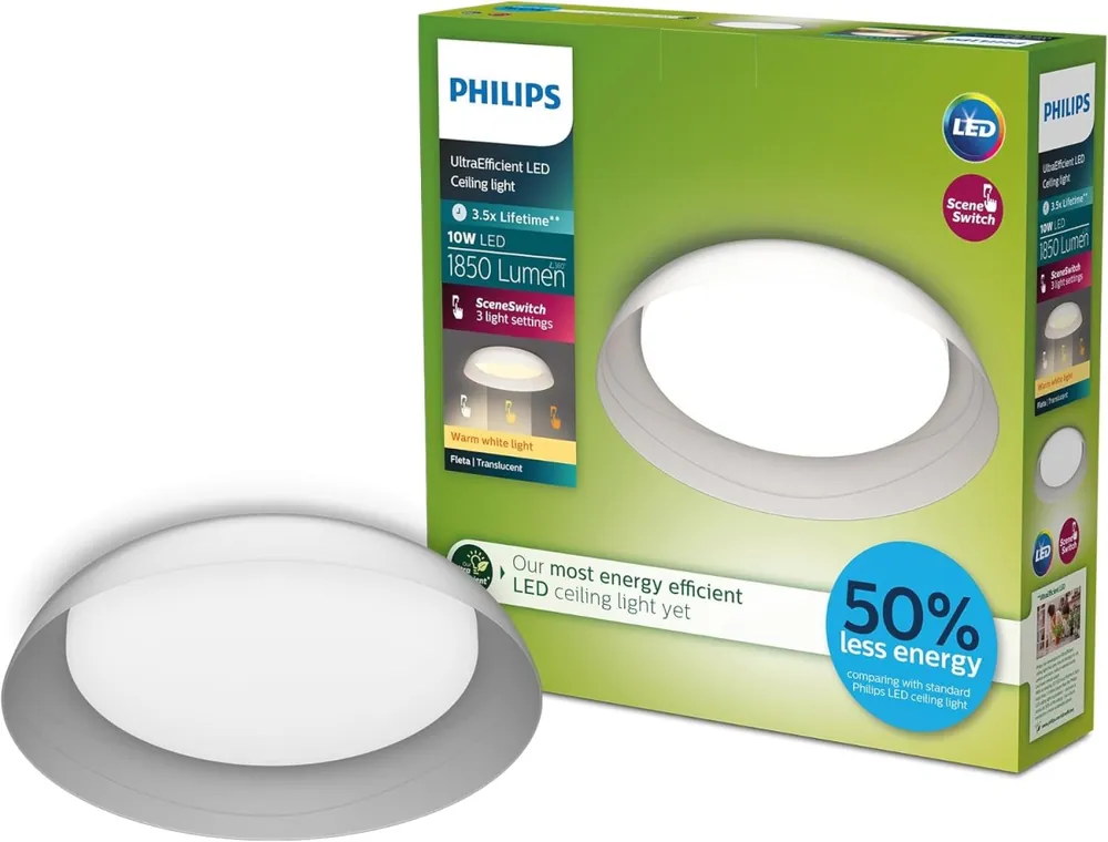 Expressz szállítás Philips 8720169300972 LED mennyezetre szerelhető lámpa Fleta 10W integrált LED forrás 1850lm 2700K