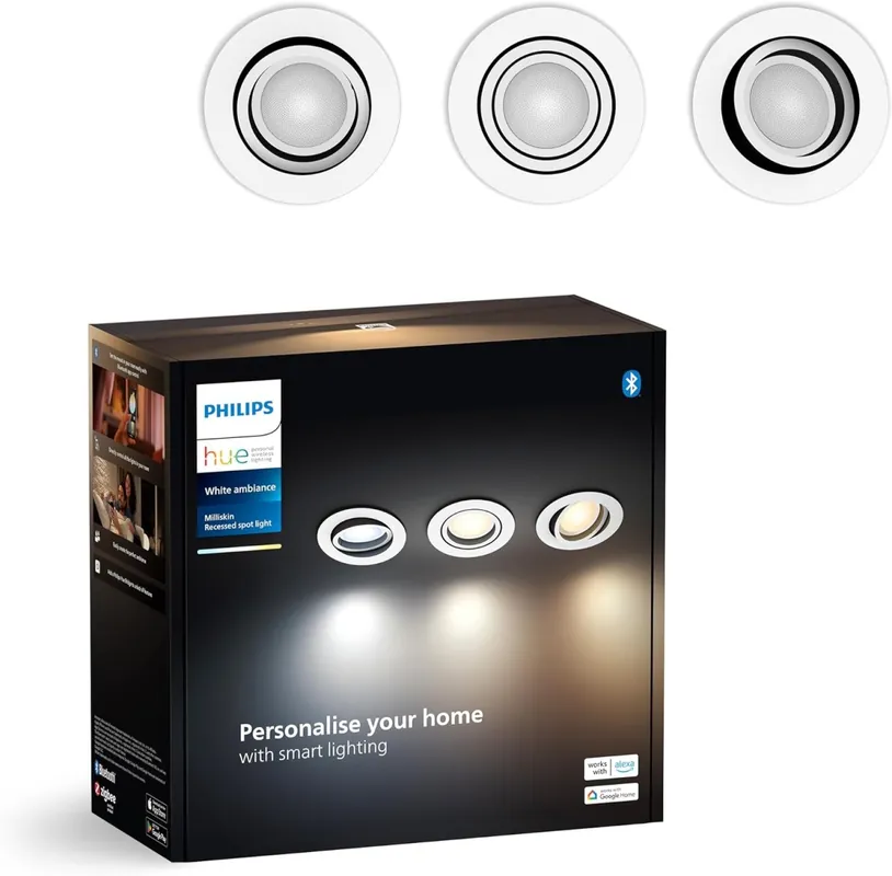 Philips Hue 8720169319813 LED süllyeszthető lámpa Milliskin 3x4,2W GU10 3x400lm 2200-6500K Biztonságos fizetés