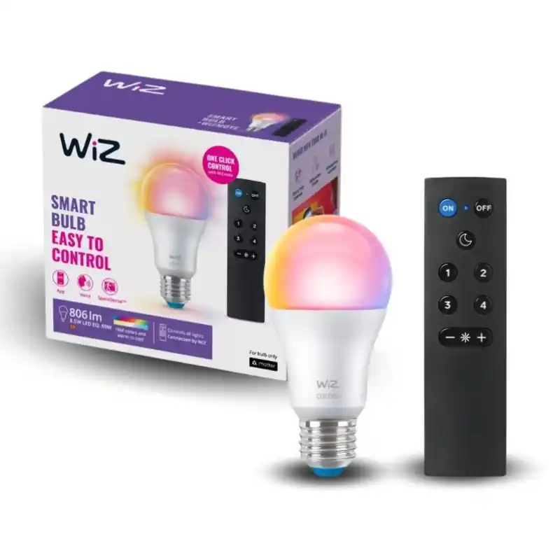 Vedd meg most Philips WiZ 8720169074996 LED intelligens izzó 8,5W E27 806lm 2200-6500+RGBK