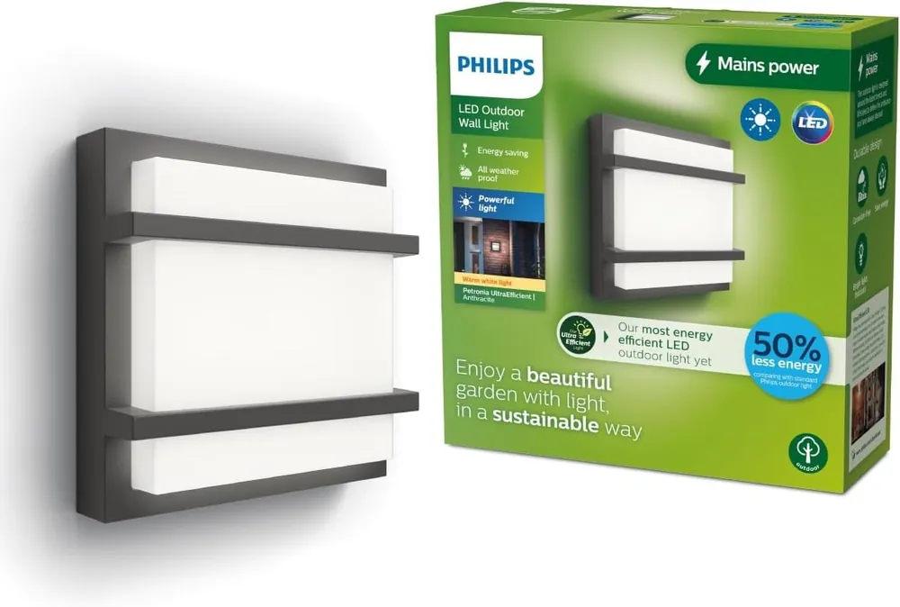 Philips 8720169276888 LED kültéri fali lámpa Petronia 3,8W integrált LED forrás 800lm 2700K Expressz kézbesítés
