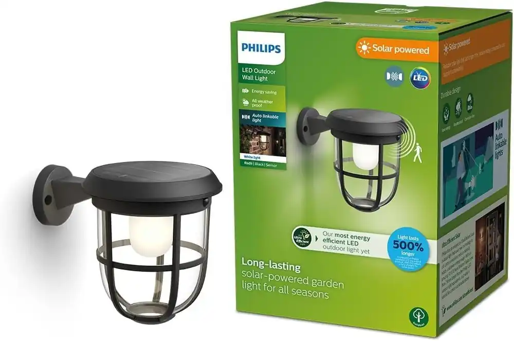 Philips 8720169267176 LED napelemes kültéri fali lámpa Radii 1,3W integrált LED forrás 3000K Gyors szállítás