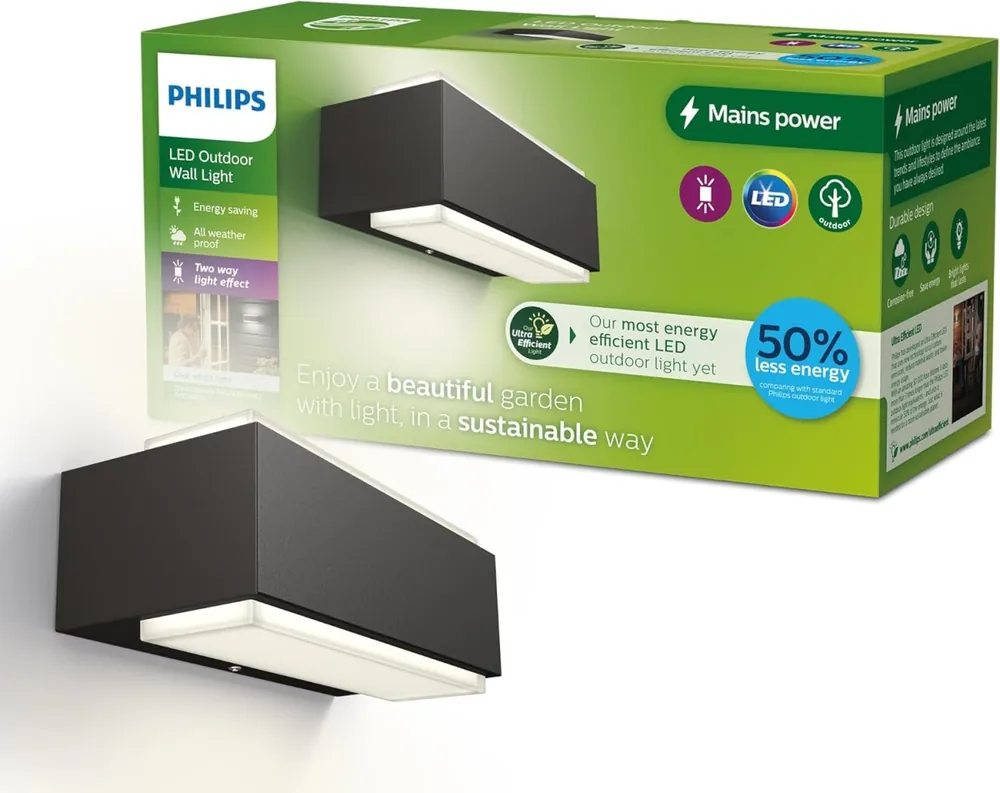 Legjobb ár Philips 8720169257337 LED kültéri fali lámpa Stratosphere 3,8W integrált LED forrás 800lm 4000K