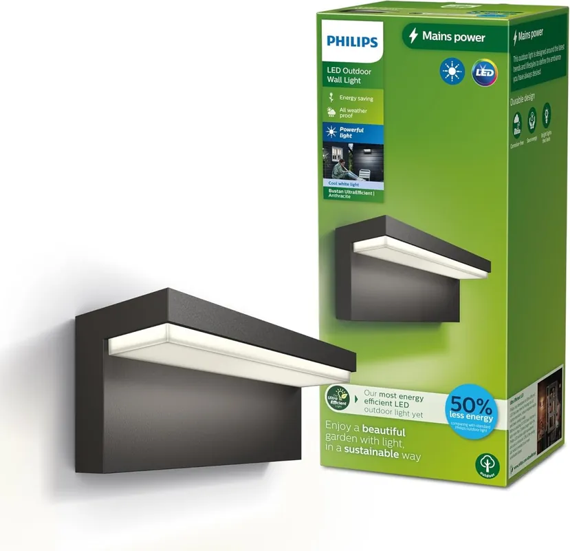 Philips 8720169257276 LED kültéri fali lámpa Bustan 3,8W integrált LED forrás 800lm 4000K Szezonális akció
